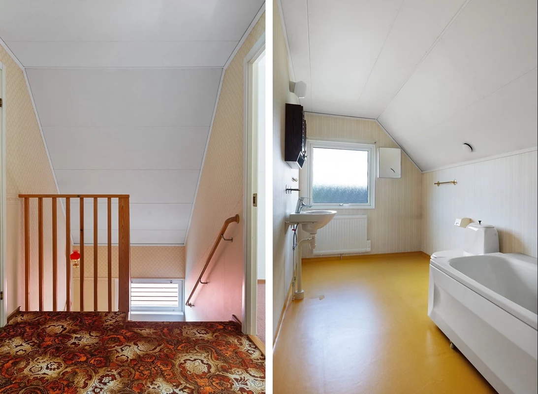 Hall och badrum, övre plan