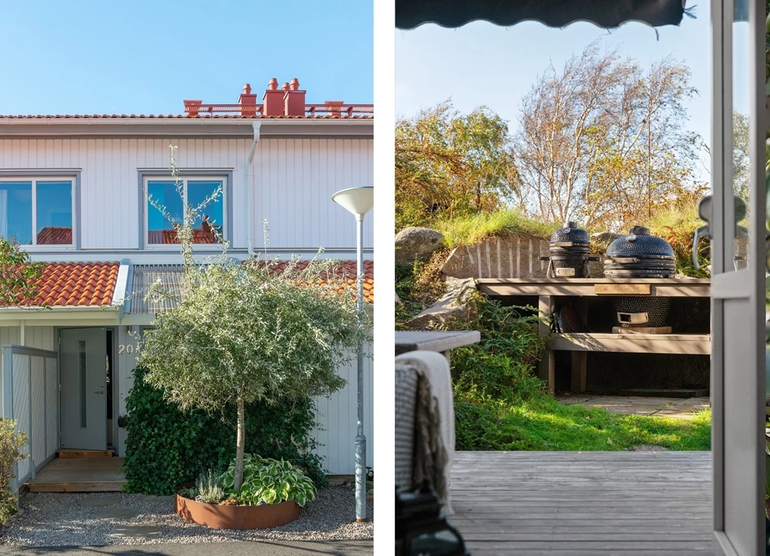 Otroligt fina uteplatser på både fram- och baksida