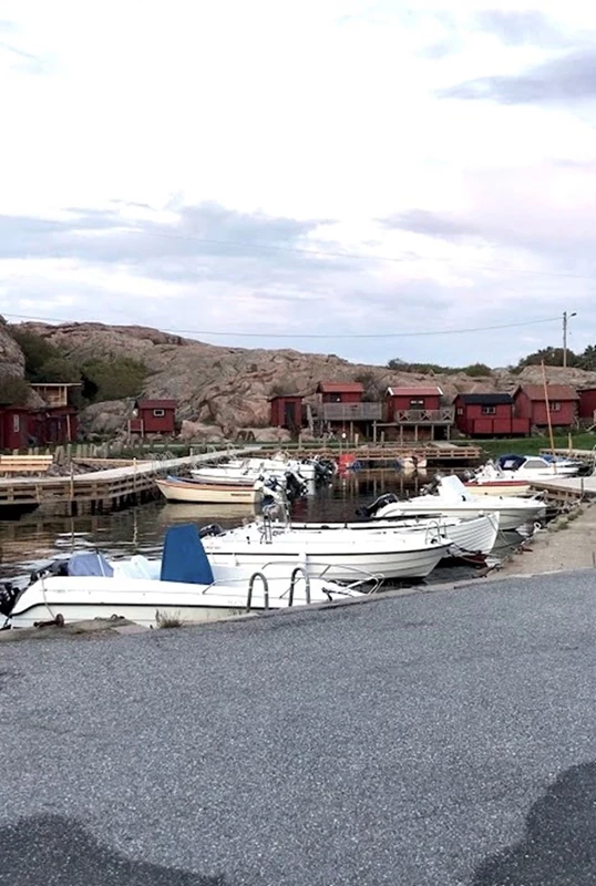 Hamn med båtar