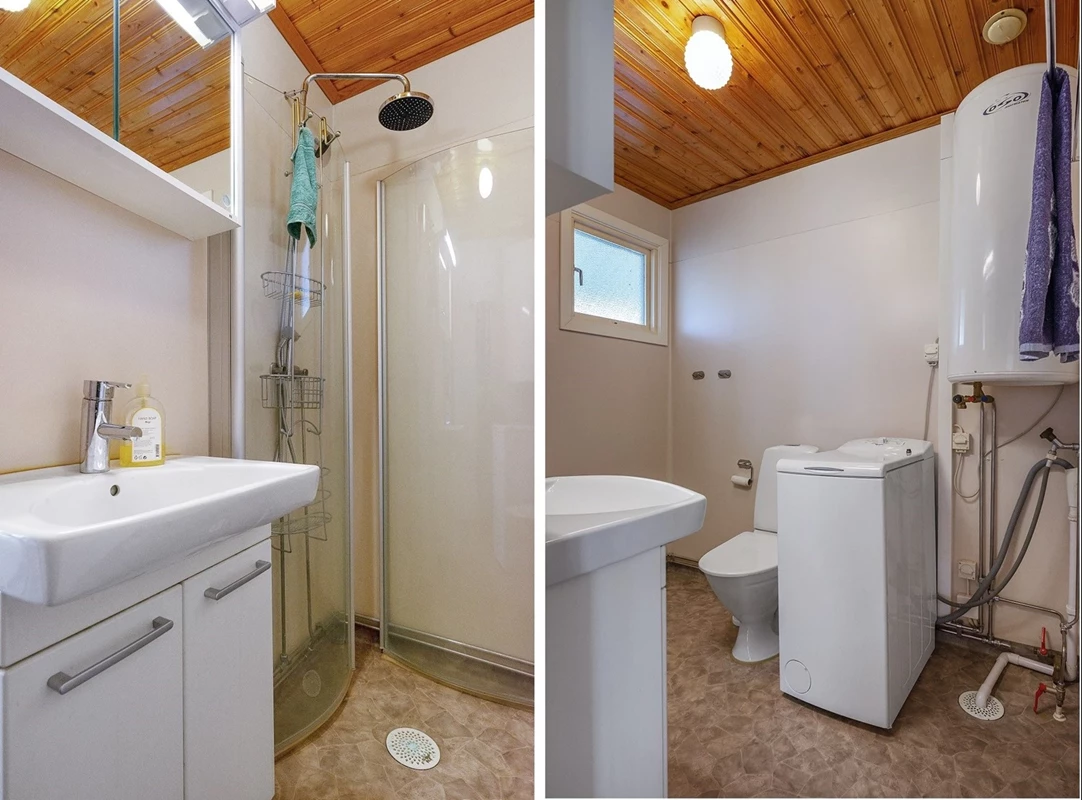 Badrum med tvättmsakin