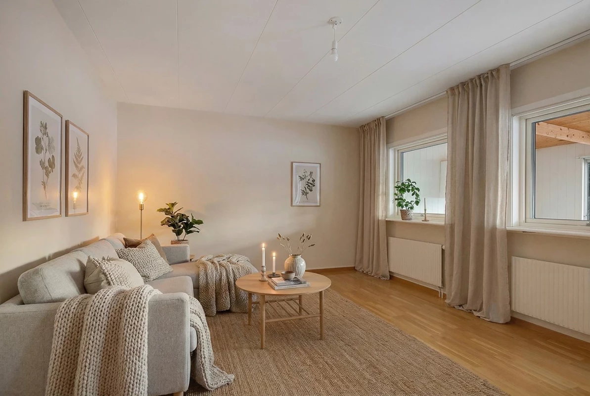 Vardagsrum med digital möblering