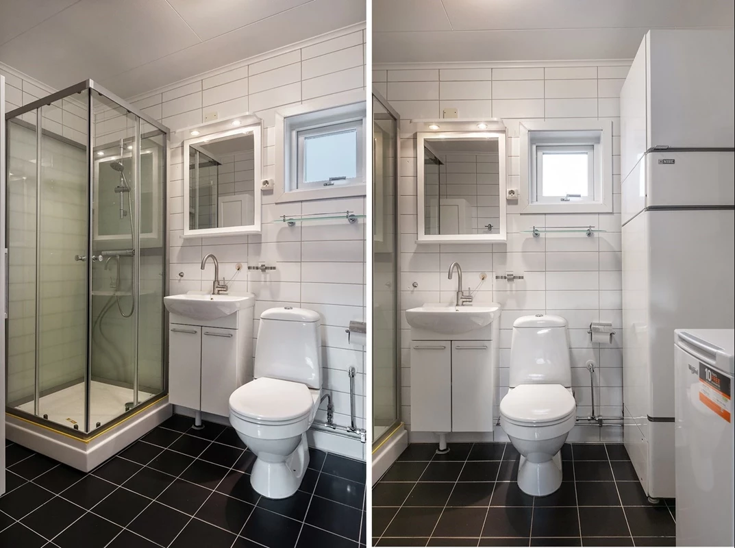 Badrum med helt ny duschkabin