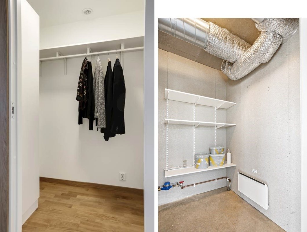 Rymlig klädkammare och isolerat förråd vid entrén (exempelbild)