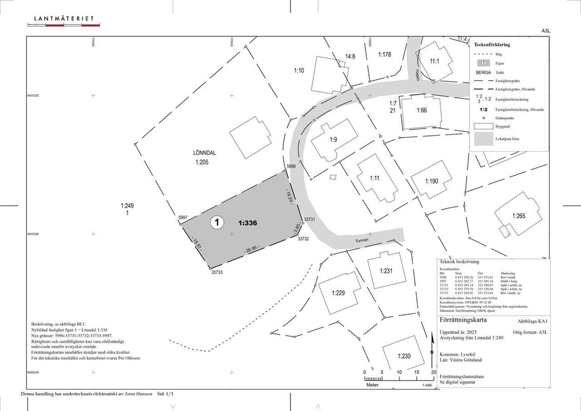 Förrättningskarta Tunnan 14