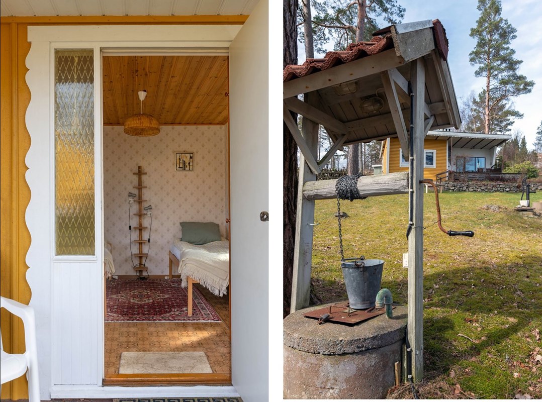 En fin gäststuga med egen liten altan