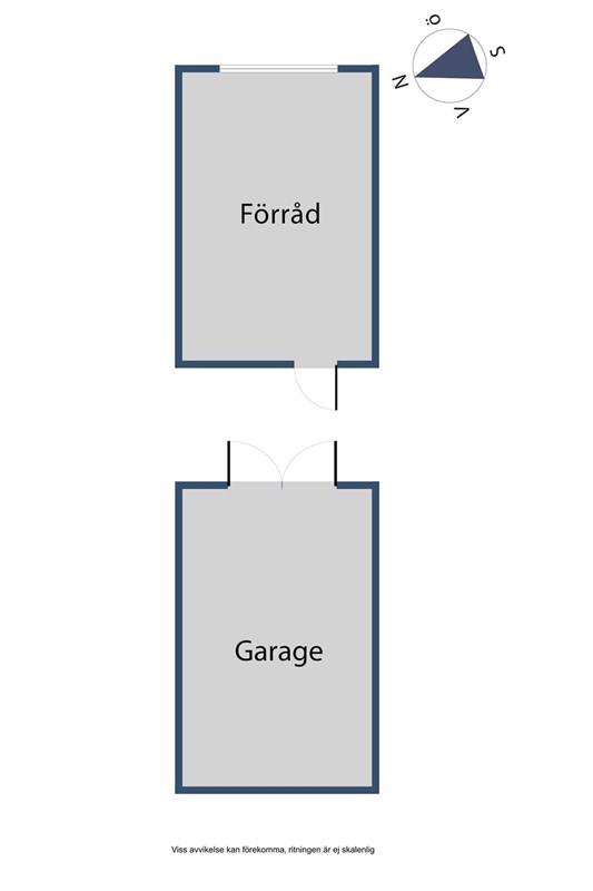Planlösning, garage med förråd ovanpå